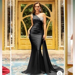 Portia and Scarlett Black One-Shoulder Gown
